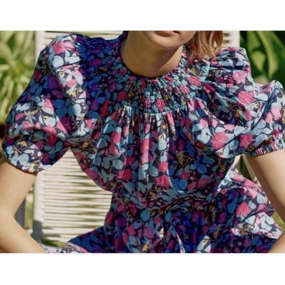 NWT Roller Rabbit Imza Ainsley Dress Pink Green Floral Sz S Tropical Cottage - Picture 9 of 16